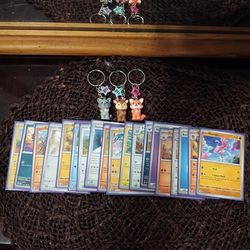 Pokemon Cards And Keychains