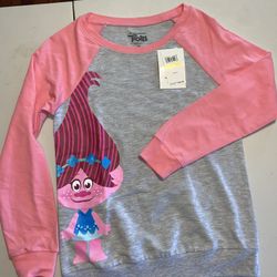 Trolls World Tour medium girls pink Long Sleeve Shirt Poppy