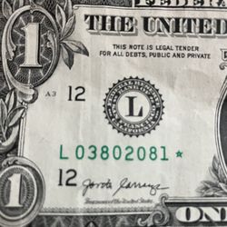 $1 bill w/star L0(contact info removed) issue 2017A
