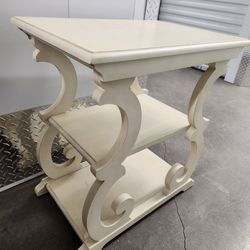 White Matte Multi-Tiered Wooden Side Table