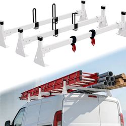 45" Van Roof Rack, Ladder Rack for Van, Fits RAM ProMaster City 2015-On with 3 Bars Heavy-Duty Anti-Rust White Coating, Ideal for Transporting Ladders