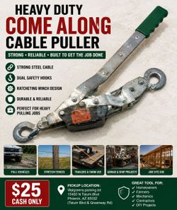 Heavy Duty Come Along Cable Puller with 5mm Cable & Dual Hooks