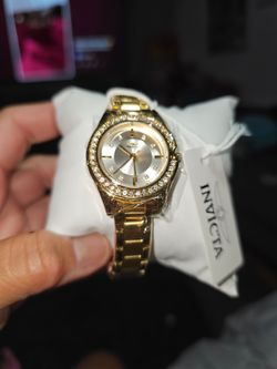 Invicta Gold-Tone Crystal Bezel Watch