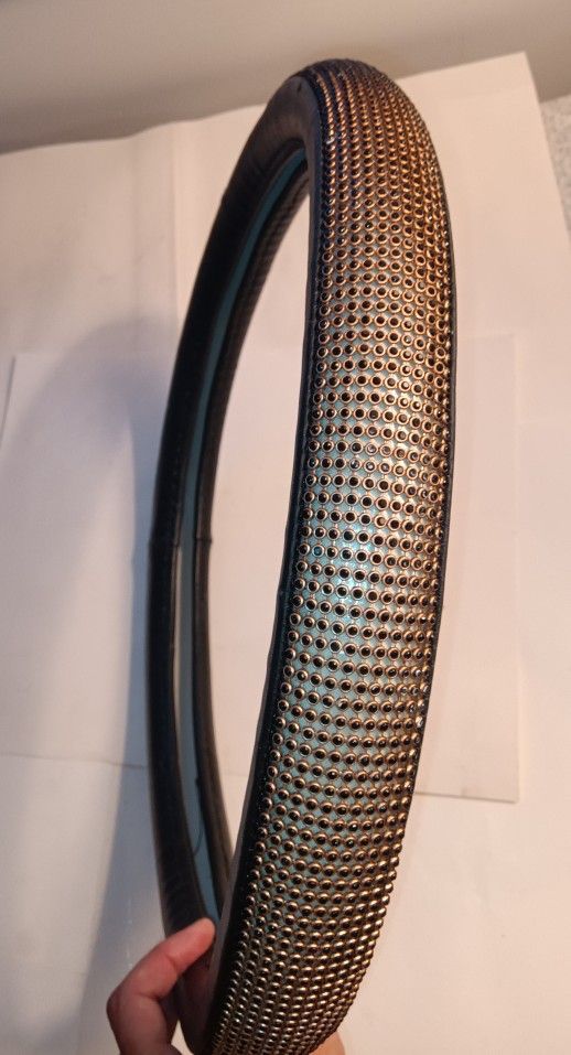 Black Rhinestone Steering Wheel Cover