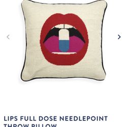 Jonathan Adler needlepoint Lip Pillow 