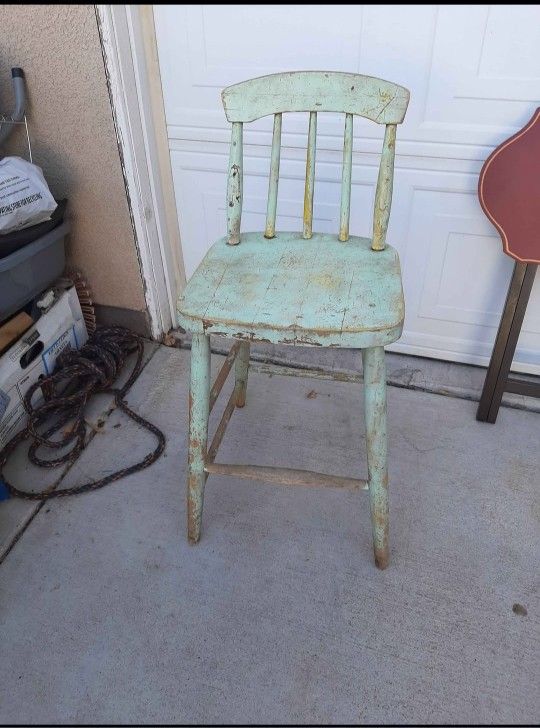 Antique Bar High Chair Solid Wood