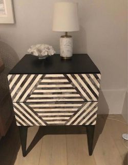 West Elm Bone Inlay Black and White Nightstands (Set of 2)