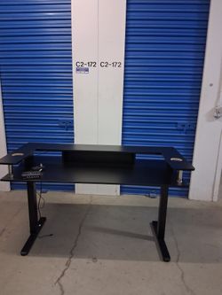 Black Electric Standing Desk with Side Shelves