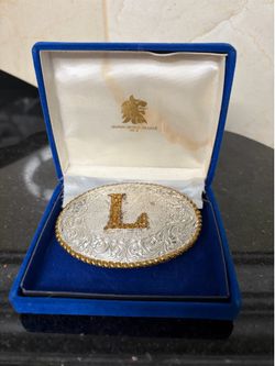 L letter initial  two tone buckle