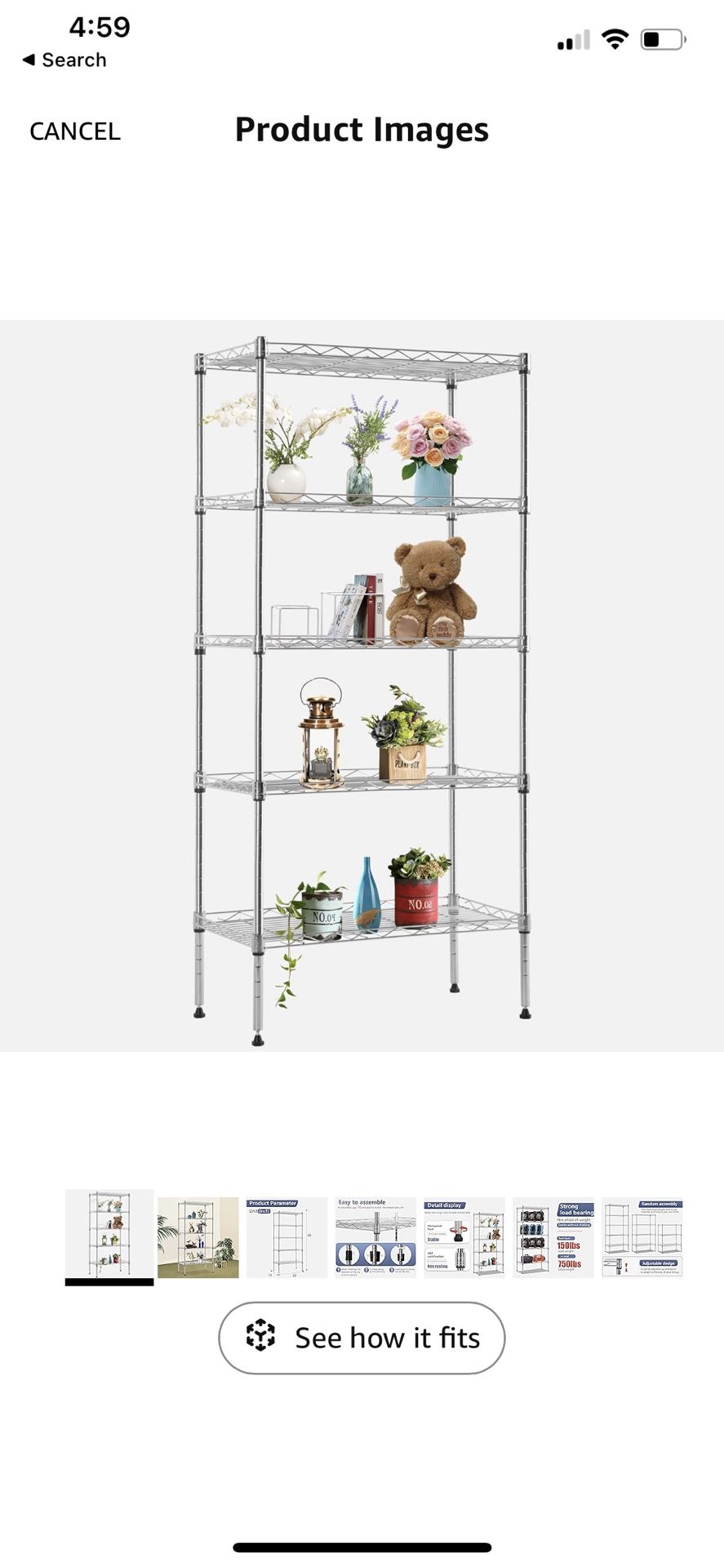5 Tier 22L x 12W x 48H Pantry Shelves Adjustable Metal Shelves NSF Storage Rack Shelving Units for Kitchen Garage Small Places Commercial,Chrome