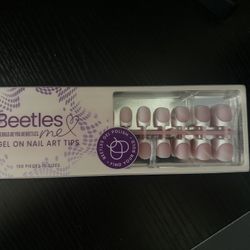 Beetles French Tips Press On Nails: 150 Pcs Pink Short Square Press On Nails Fake Nail Tips, Soft Gel Nail False Nails Art DIY Gifts For Women