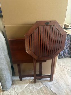 Set of 2 Small Wood Accent Tables