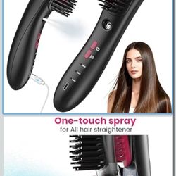 Wireless Straightener Comb with Spray Mist - 3 in 1 Straightening Brush, 3 Temp Settings, 3000mAh Rechargeable, 50 Min Runtime, for All Hair Types