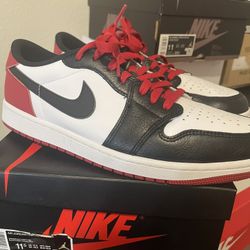 Jordan 1 Low Black Toe Worn Size 11.5