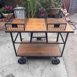 Metal Wood Cart With Baskets (coffee Table)