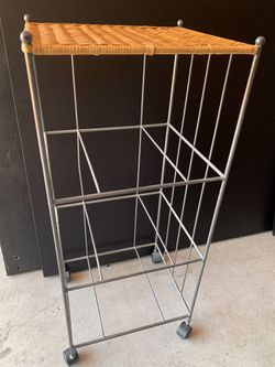 New Metal Storage Shelf Wicker Top Stacking Rolling Cart for Shoes For Towels and More Filing System Organization Without Baskets
