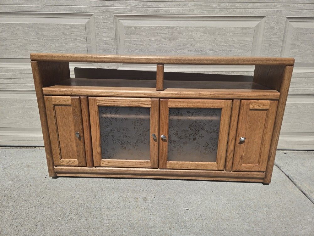 Rolling Entertainment Center with Doors and Shelves