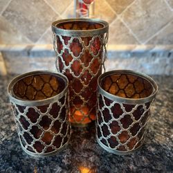 Metal And Glass  Candle Holders