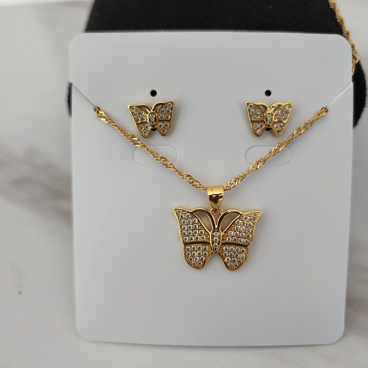 New gold Plated Butterfly Set