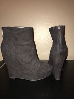 Black half boot wedges