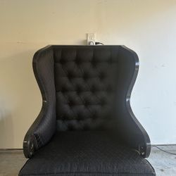 Black Tufted Wingback Chair – Hollywood Regency Style