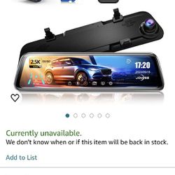 JOMISE 12" 2.5K Dash Cam Mirror for Car, Smart Rearview Mirror for Cars & Trucks, 2.5K Front and 1080P Rear View Dual Cameras, Night Vision, Parking A