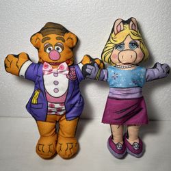 Vintage 8” Ms Piggy And Fozzie Bear Plushies 