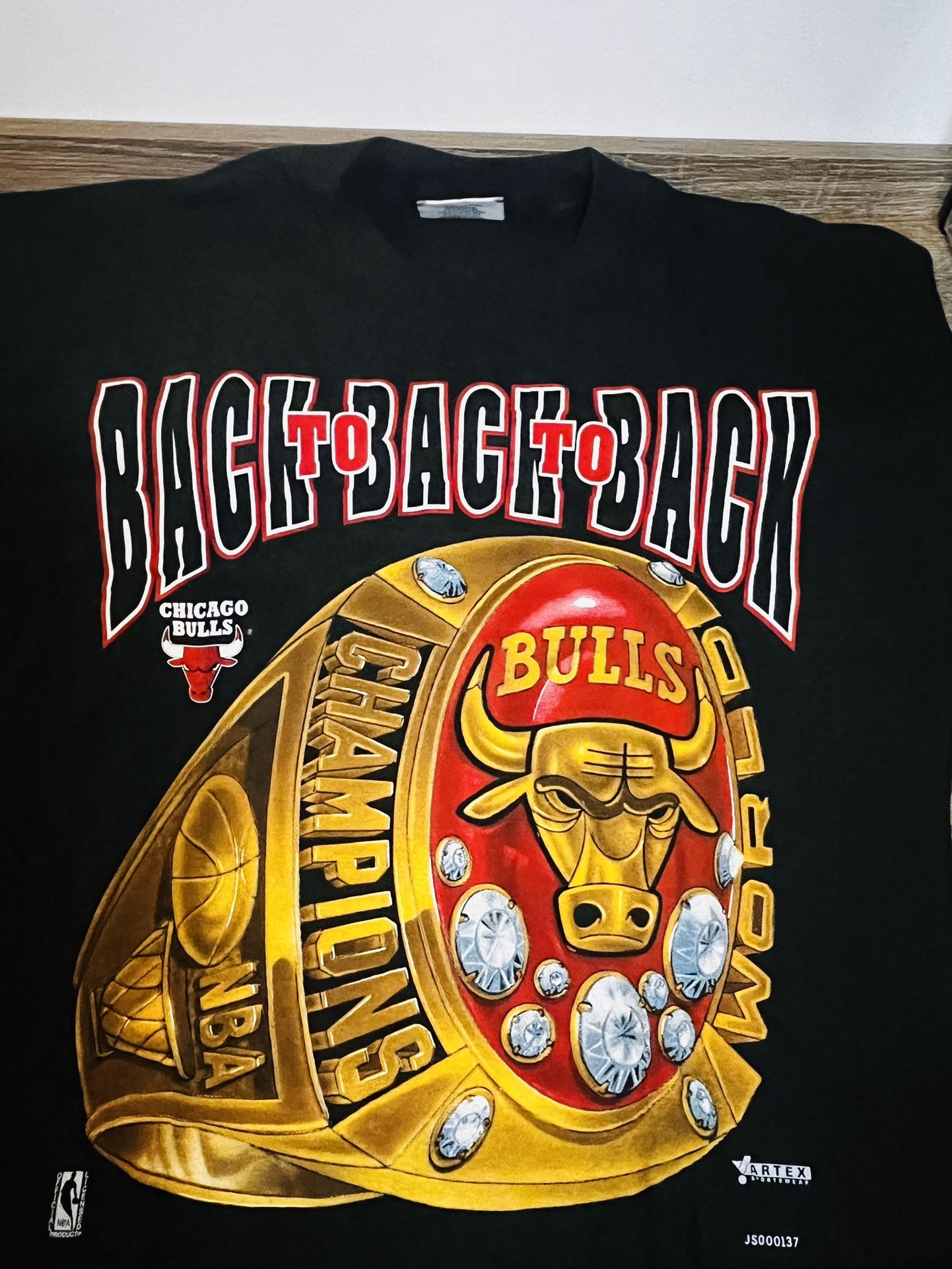 Vintage Chicago Bulls Shirt Mens Large 90s Championship Ring Graphic Tee USA 