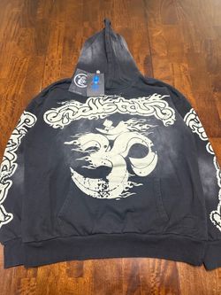 Black & White HELLSTAR Records “OM” Graphic Print Hoodie (FREE SHIPPING)