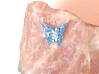 Vintage Alpaca Enameled Butterfly