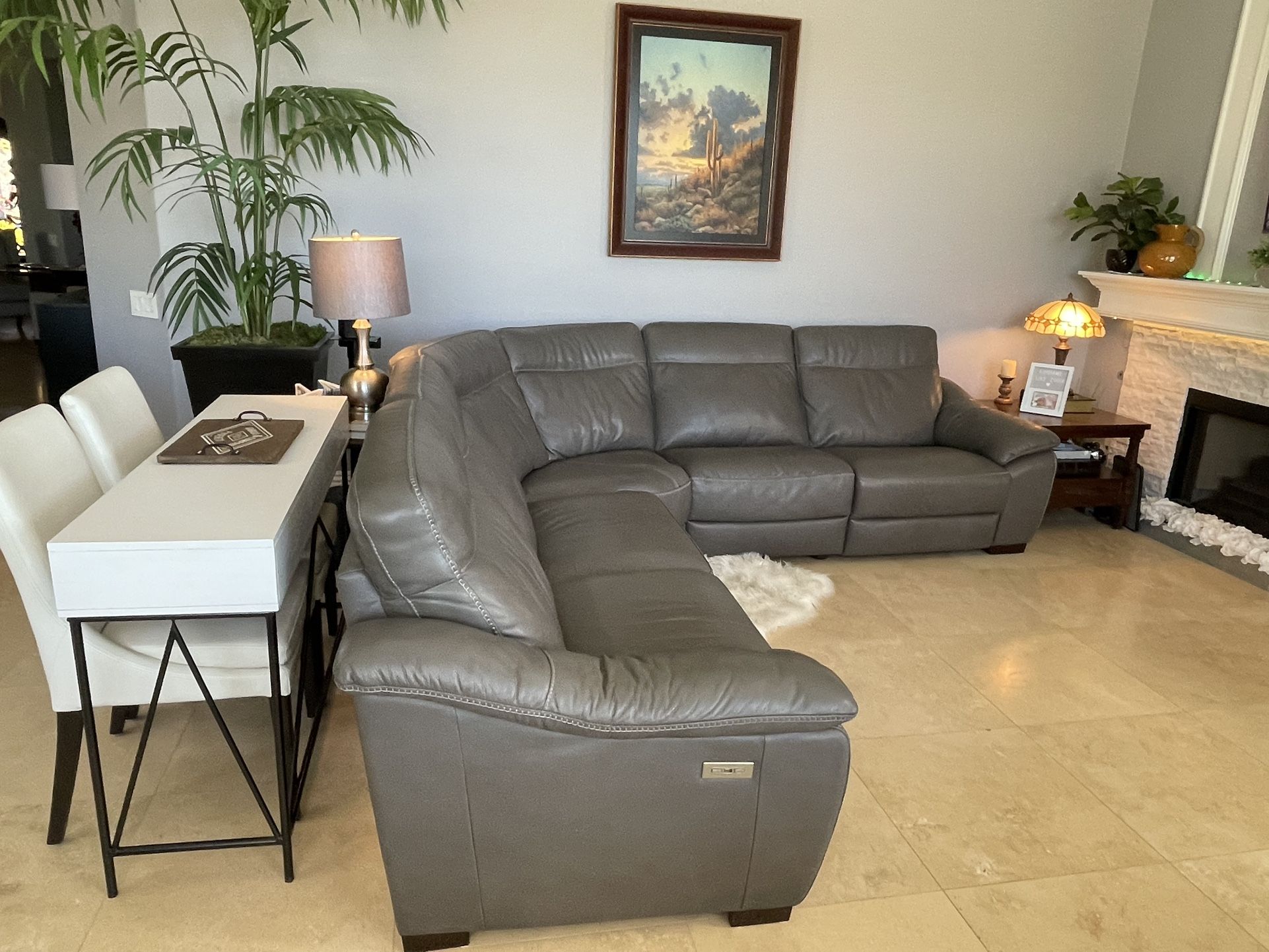 Fantastic Like-New Gray Leather Sectional from Macy’s