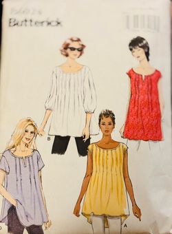 Butterick B6024 Loose Style Tops  Cut to Sizes XSm-Sml- Pre Owned