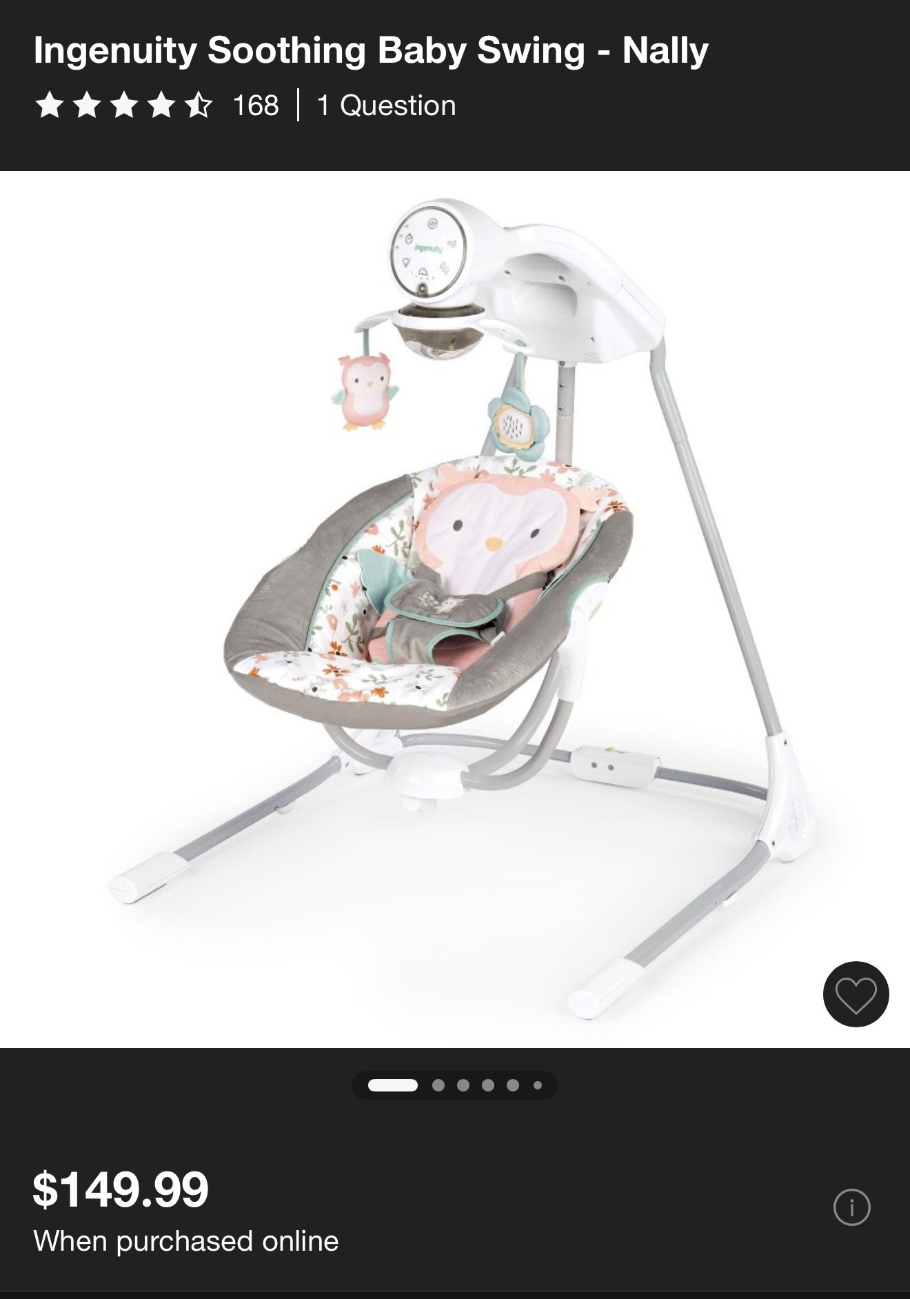 Ingenuity Soothing Baby Swing - Nally (Semi-Used)
