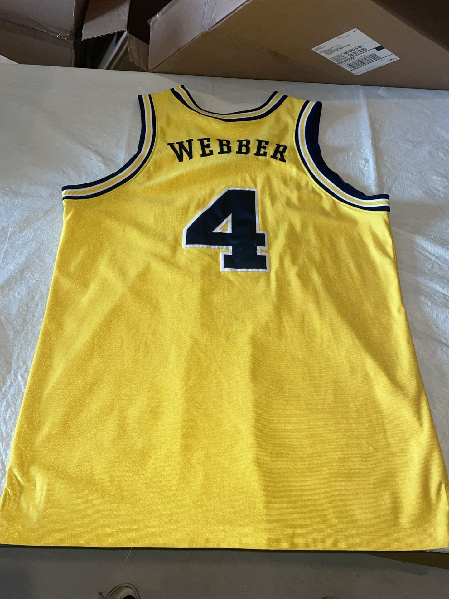 Authentic Nike Chris Webber Michigan Wolverines Yellow Jersey Mens 48 Euc Sewn
