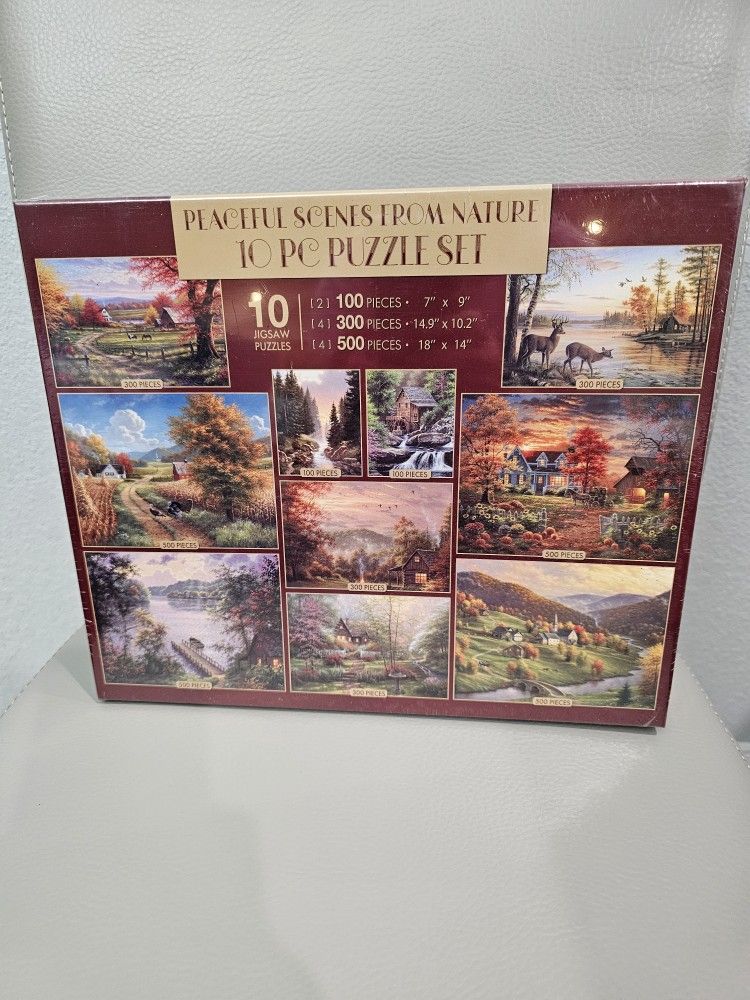 Nature Scenes 10 Puzzle Set, Brand New