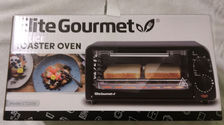 ELITE GOURMET MODEL ET0236 2-SLICE TOASTER OVEN WITH TIMER BLACK  !