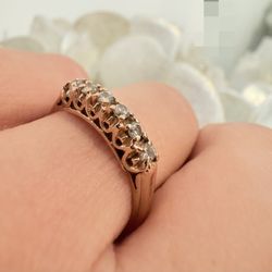 Signature 14K Rose Gold 6 Diamond Cluster Band – Verified 585 Plumb Gold
