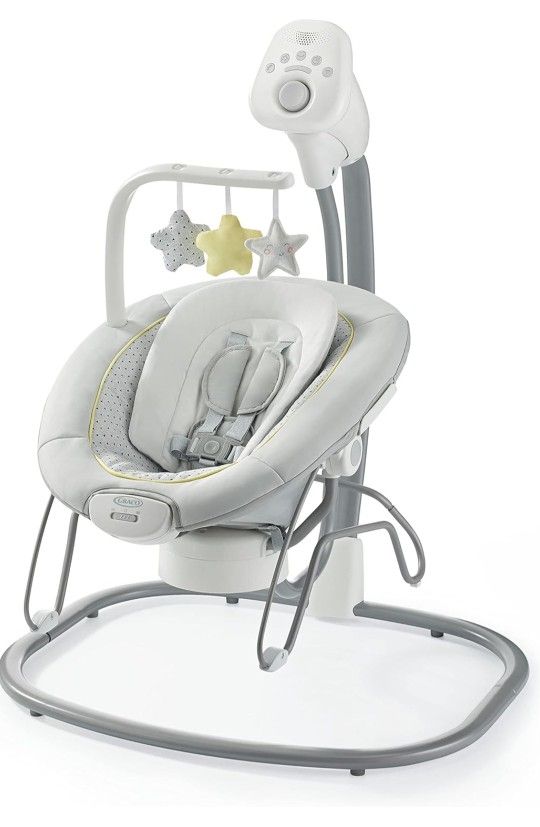 Graco Sway2Me Portable Baby Swing and Bouncer Seat with Music, Sounds, and Adjustable Settings, Solid Metal Collection