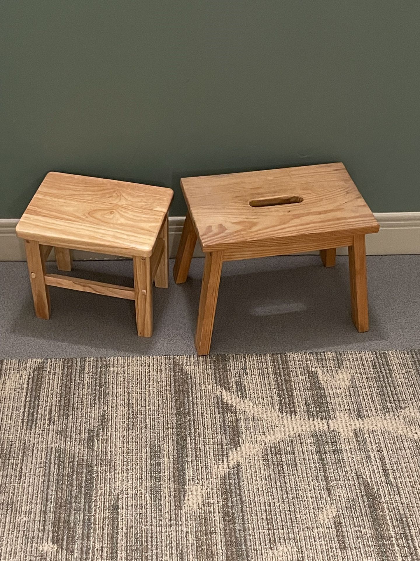 TWO (2) Small SOLID WOOD STEP STOOLS - firm prices
