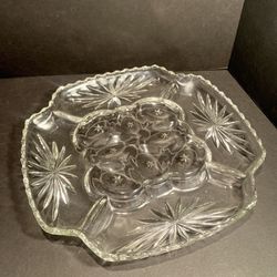 ANCHOR HOCKING GLASS PRESCUT EGG PLATE 11 3/4" Serving Tray!