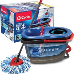 O-Cedar EasyWring RinseClean Microfiber Spin Mop & Bucket Floor Cleaning System, Grey