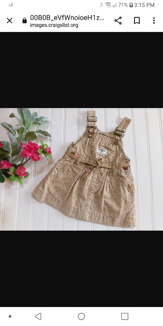 Oshkosh B'gosh Vestbak Girls 6M Leopard Animal Overall Jumper Dress