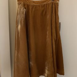 Goldenrod Velvet Midi Skirt