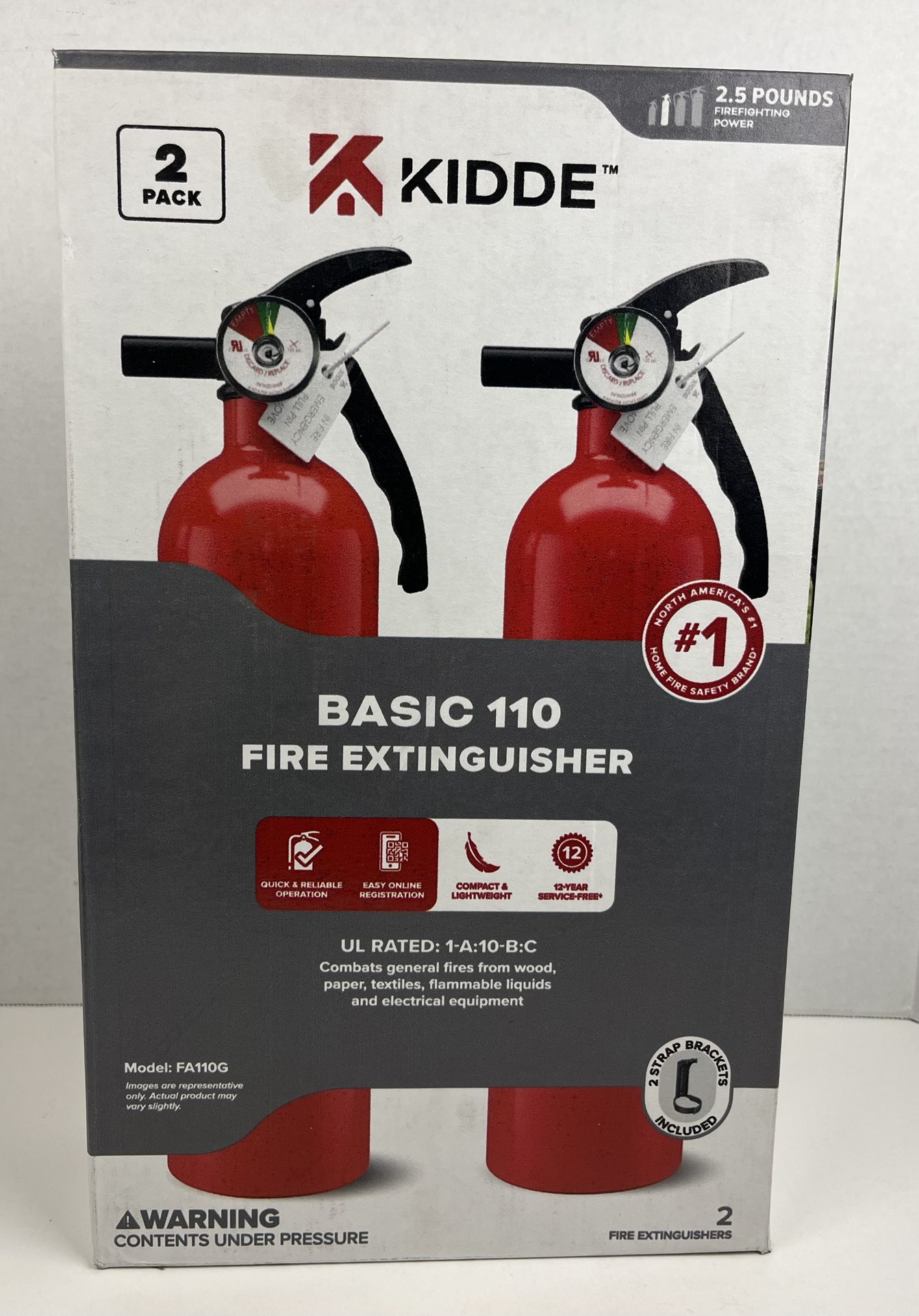 Kidde 2-Pack 1A:10B:C Fire Extinguisher 2.5 lb NEW