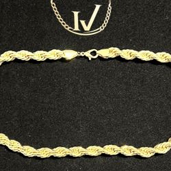 10mm 20” Bold & Heavy Rope Chain (122g!) 14k Gold over Stainless Steel