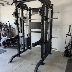 PRO SERIES Ultimate 3-1 Half Rack Functional Trainer w/Smith Machine Bar | 400lb Stack | Gym Equipment | Fitness | Commercial | Squat Rack  