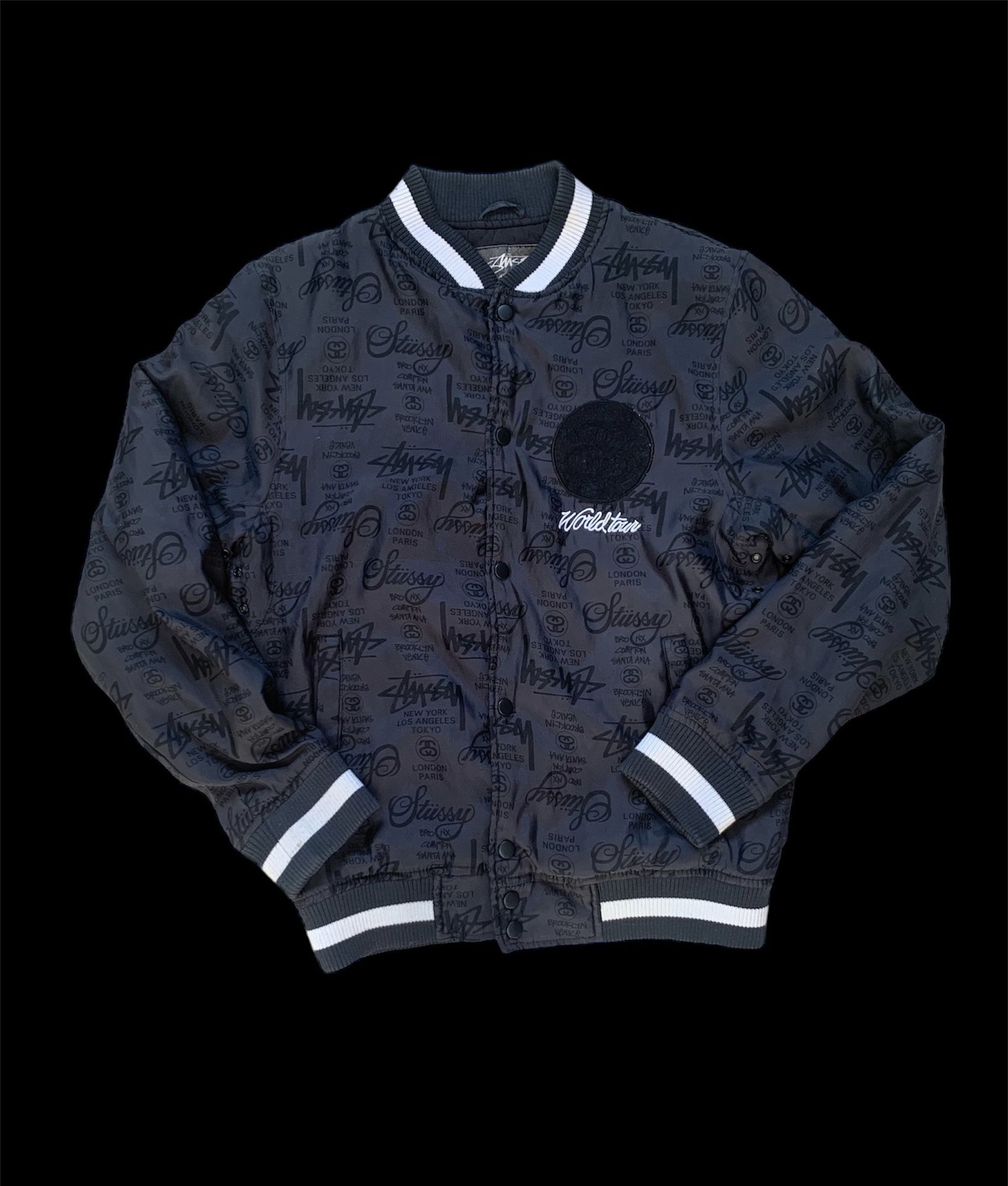Sz M STUSSY WORLD TOUR VARSITY JACKET