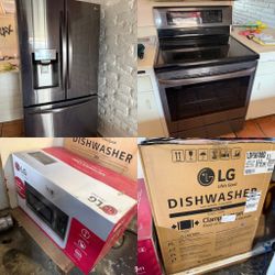 LG Appliance Set - Refrigerator, Oven, Microwave Dishwasher 