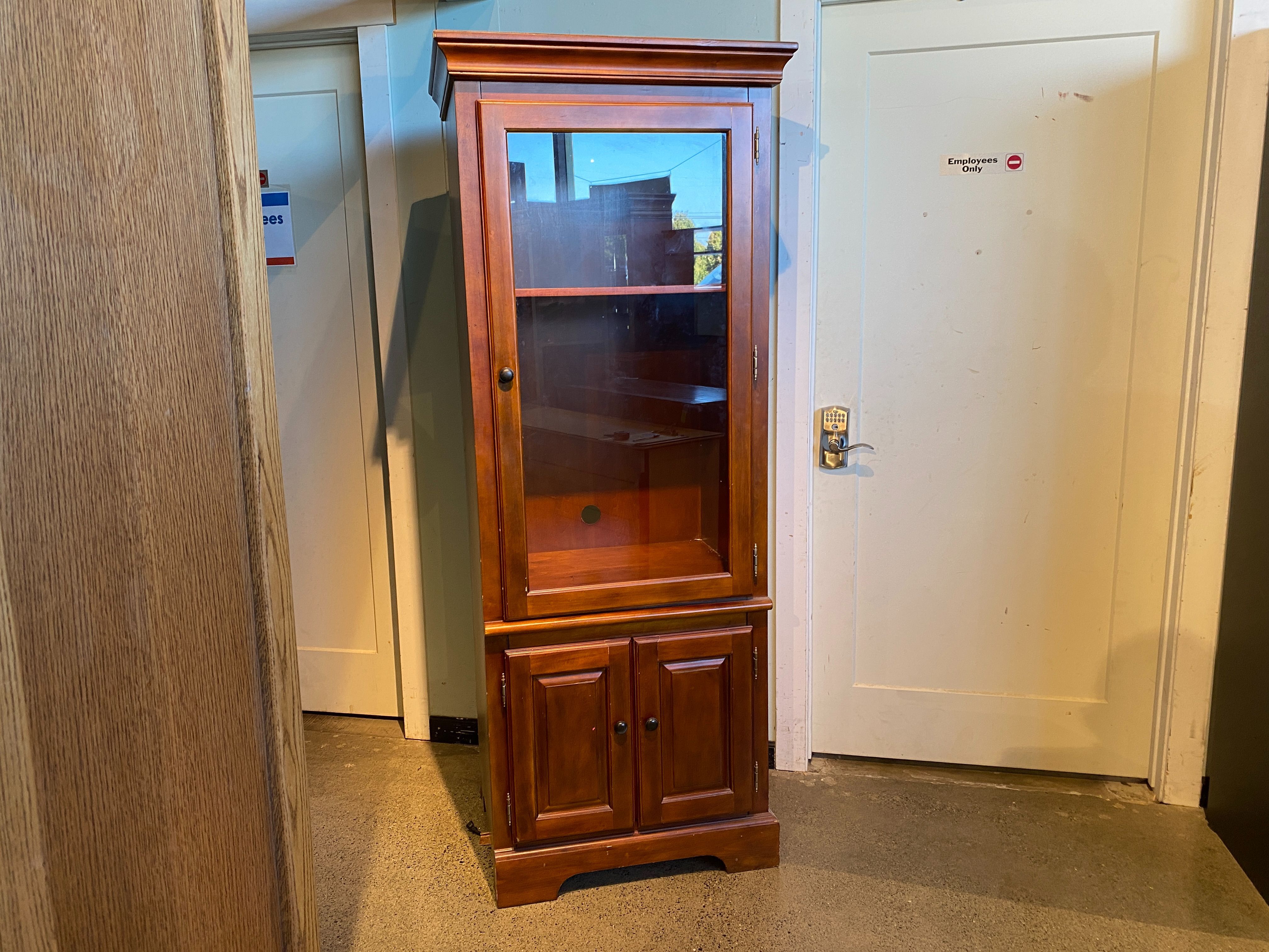 Glass Door Curio Cabinet with Double Door Lower Storage