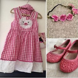 NWT 2T Pink Bunny Ginham Dress Shoes Set
